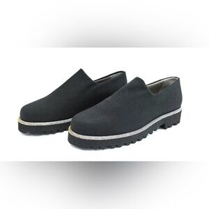 BRAND NEW Italian Women’s Black Slip-On Shoes with Silver Accent